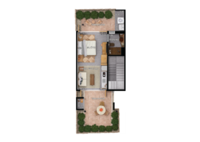 Casa com Jardim Loft - Planta da unidade 402 - 59m²